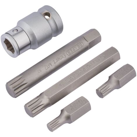 Draper 1/2" Square Drive Spline Bit Set (5 Pieces) with XZN Bits and Holder – Model 83567