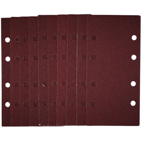 Draper 1/3 Sheet Sanding Sheets with Hook and Loop, 93 x 190mm, 80 Grit, Pack of 10