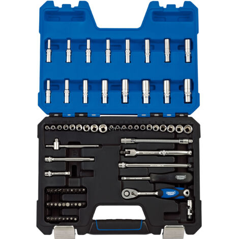 Draper 1/4 Inch Square Drive 75-Piece Combined Socket Set (Metric and AF) – Model 16448