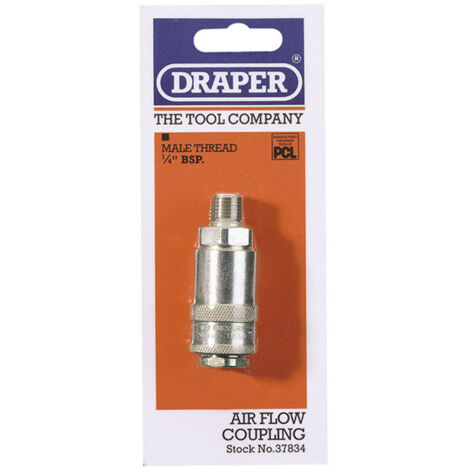 Draper 1/4" Male Thread PCL Tapered Airflow Coupling (37834)