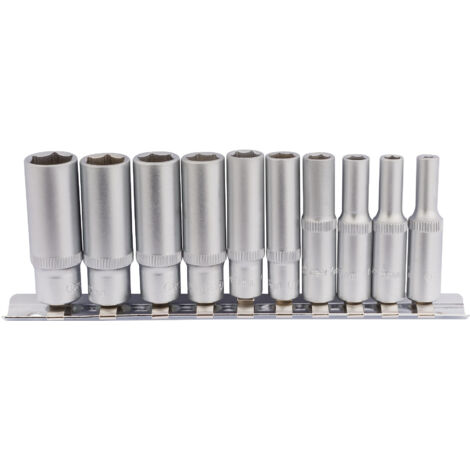 Draper 1/4" Sq. Dr. Metric Deep Sockets on Metal Rail (10 piece) (16399)