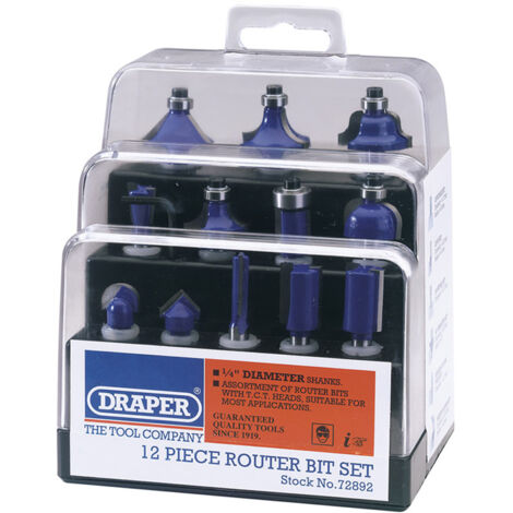 Draper 1/4" TCT Router Bit Set (12 Piece) (72892)