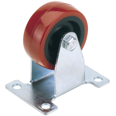 Draper 100mm Dia. Fixed Plate Fixing Polyurethane Wheel - S.W.L. 125Kg (65522)