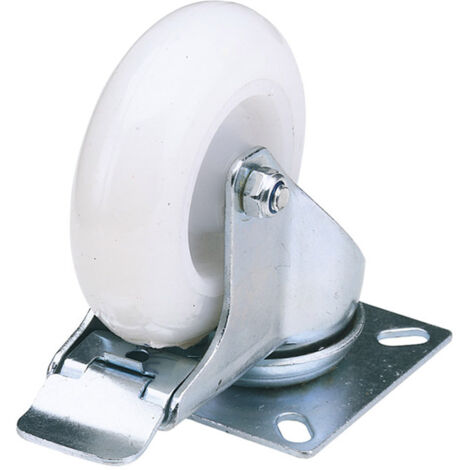 Draper 100mm Diameter Nylon Swivel Plate Castors with Brake – 125kg Safe Working Load