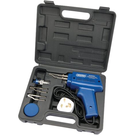 DRAPER 100W ELECTRIC SOLDERING IRON GUN SOLDER GUN KIT + 3 TIPS + CASE 71420