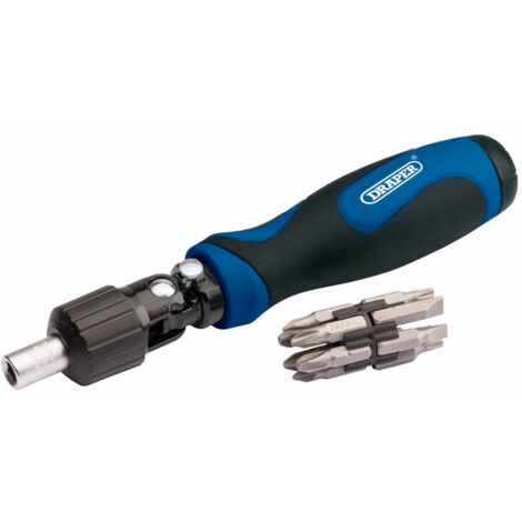 Draper 11-Piece Ratcheting Screwdriver Set with Interchangeable Bits and Ergonomic Handles
