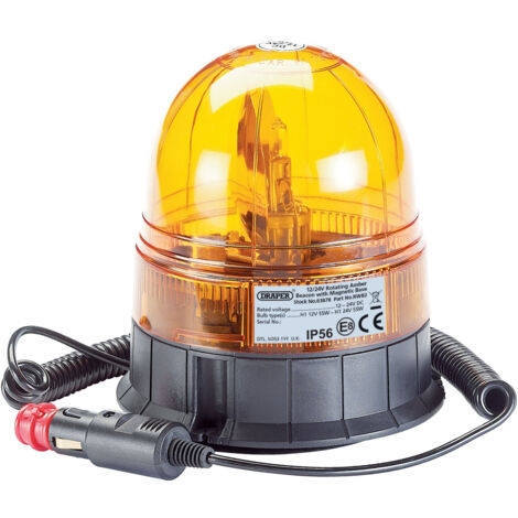 Draper 12/24V Magnetic Base Rotating Beacon Light (Model 63878)