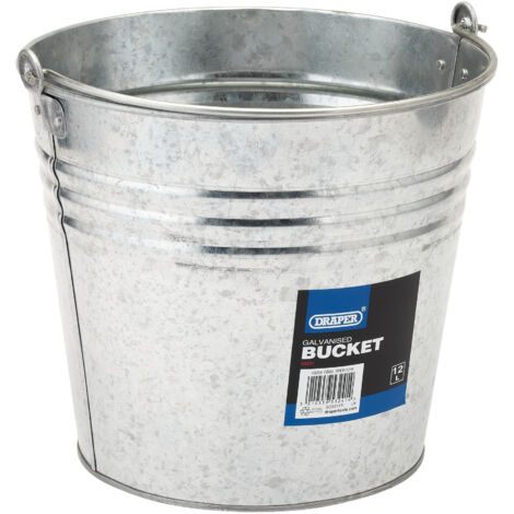 Draper 12-Litre Galvanised Steel Bucket (Model 53241) - Durable Heavy-Duty Water and Utility Bucket
