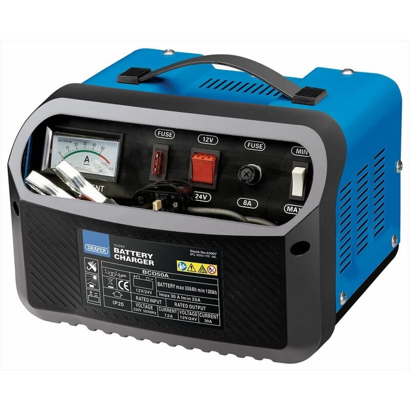 Draper - 12/24V 120-350A Battery Charger (53007)