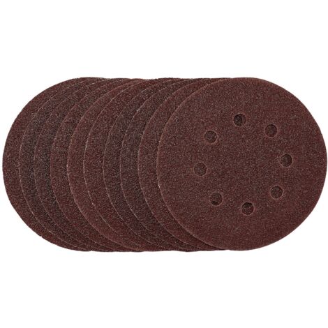 Draper 125mm Hook & Loop Sanding Discs – 40 Grit, Pack of 10
