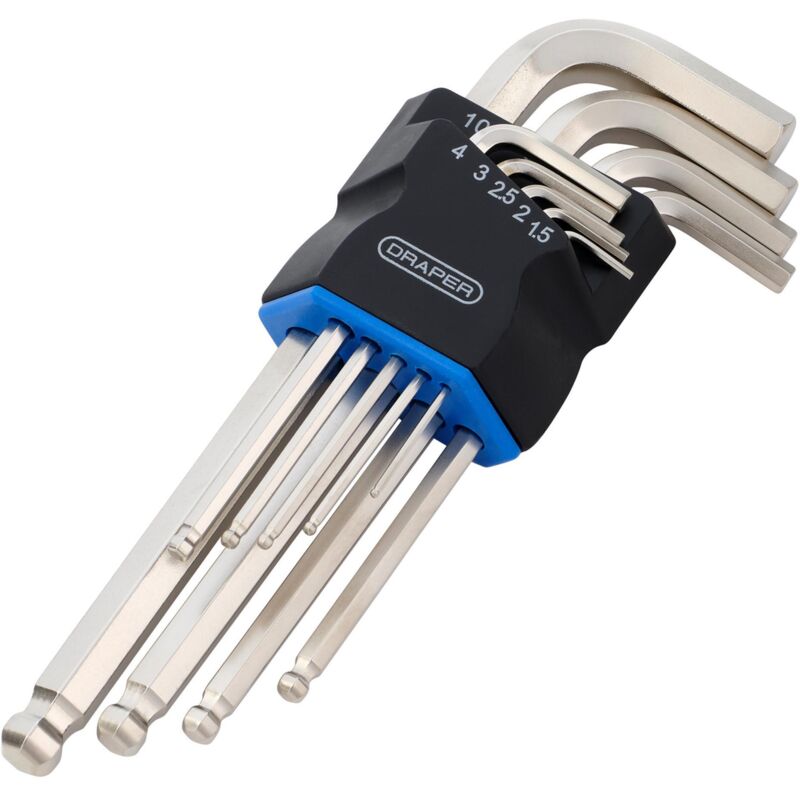 Draper 12808 Metric Long Arm Ball End Hex Key Set (9 Piece)
