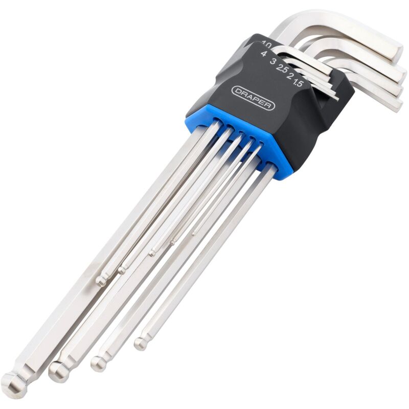 Draper 12809 Metric Extra Long Arm Ball End Hex Key Set (9 Piece)
