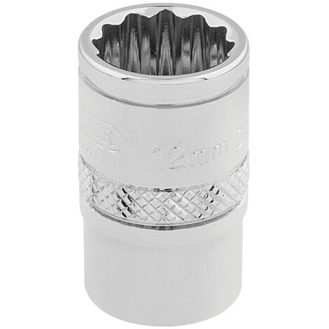 Draper 12mm 12-Point Socket, 3/8" Drive, Metric, Polished Chrome Finish, Model 32772