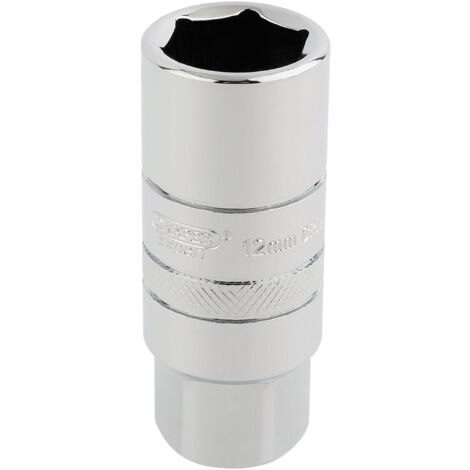 Draper 12mm 3/8" Square Drive 6-Point Spark Plug Socket (18mm) - Polished Chrome, Model 16773