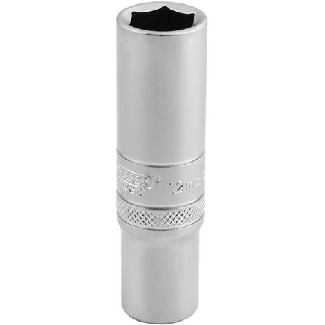 Draper 12mm Deep Socket 3/8" Drive, Micro Satin Chrome Finish, 6-Point, Metric, Part Number 16580