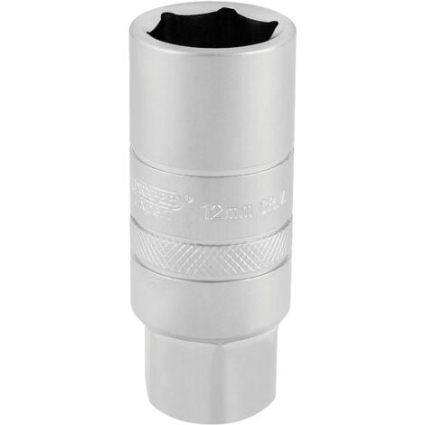 Draper 12mm Spark Plug Socket with 3/8" Drive – Micro Satin Chrome Finish, Model 16776