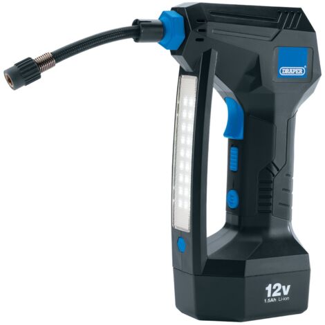 Draper 12V Cordless Portable Air Compressor – Compact, Battery-Powered Tire Inflator for Automotive and Home Use