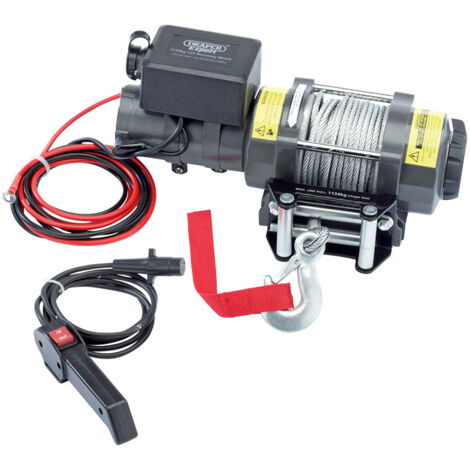 Draper 12V Heavy-Duty Recovery Winch with 1,134 kg (2,494 lbs) Capacity – Model 24441