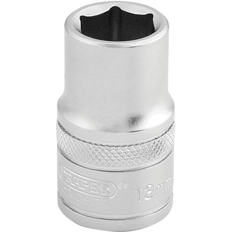 Draper 13mm 6-Point 1/2 Inch Drive Metric Socket in Micro Satin Chrome Finish (Model 16602)