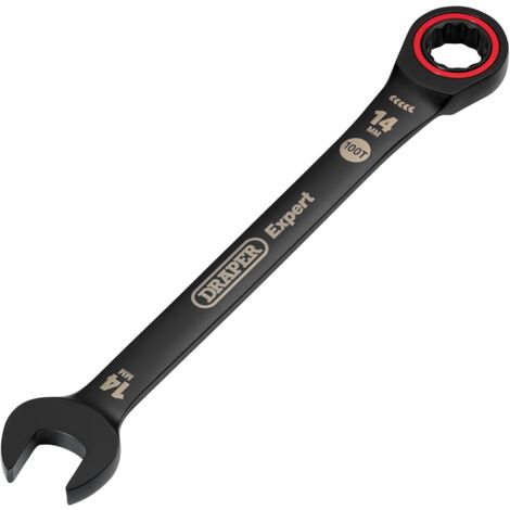 Draper 14.0MM RATCHETING SPANNER 03887 HI-TORQÂ® Metric Ratchet Combination Spanners, Black