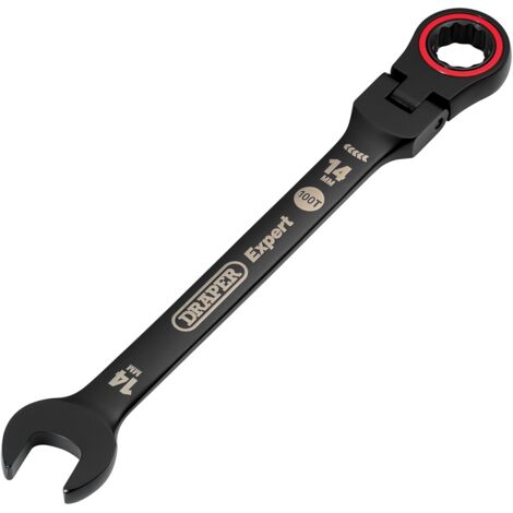 Draper 14MM FLEX HEAD RATCHET SPANNER 03920 HI-TORQÂ® Metric Flexible Head Ratchet Combination Spanners, Black