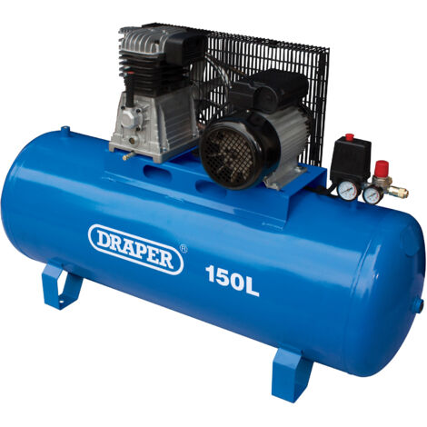Draper 150L 2.2kW (3HP) Belt-Driven Stationary Air Compressor – 150L Capacity, 230V, Model 55304