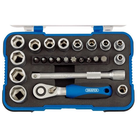 Draper 16354 1/4″ Drive 25 Piece Metric Socket &amp Bit Set 4-13mm