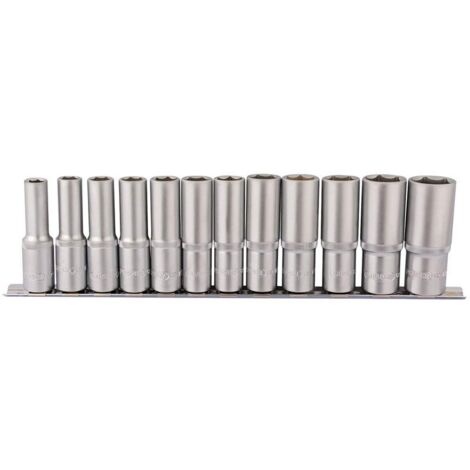 Draper 16403 1/2-inch Square Drive Metric Deep socket set di 12 su asta in metallo