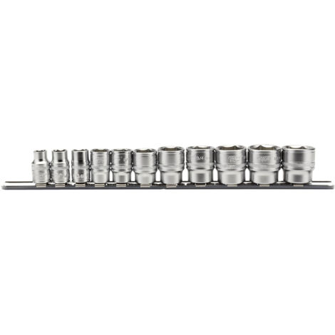 Draper 16493 3/8" Square Drive Imperial Socket Set (11 Pieces) on Metal Rail