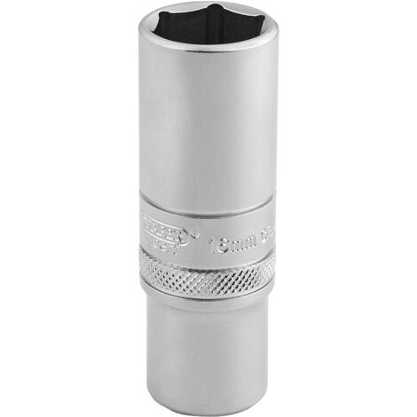 Draper 16mm Deep Socket for 3/8" Drive – Micro Satin Chrome Finish, Metric Size, Part Number 16584