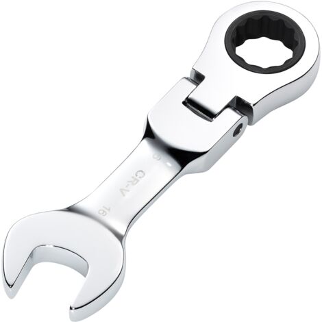 Draper 16MM STUBBY FLEX RACT. SPANNER 27974 27974 HI-TORQ® Metric Stubby Flexible Head Ratchet Combination Spanner