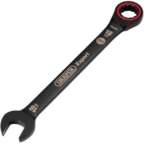 Draper 18.0MM RATCHETING SPANNER 03891 HI-TORQÂ® Metric Ratchet Combination Spanners, Black