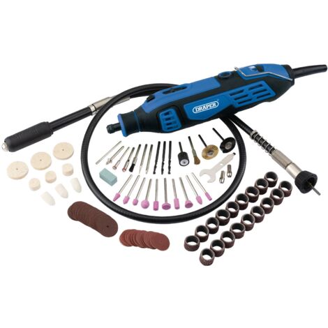 Draper 180W Rotary Multi Tool Kit with Engraver, Flex Shaft, and 110-Piece Accessory Set (58300)
