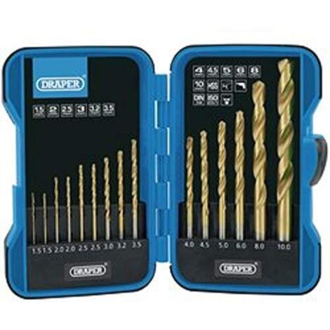 Draper 18549 - Set 15 punte da trapano HSS rivestite in nitruro di titanio
