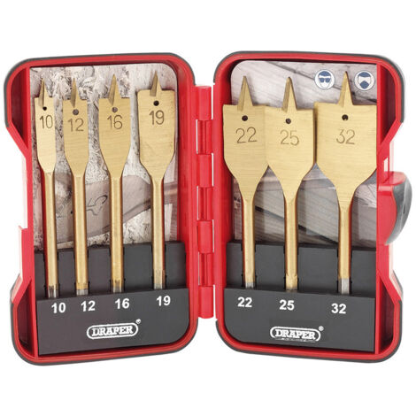 Draper 18560 Titanium Nitrate Flat Wood Drill Bit Set – 7 Pieces
