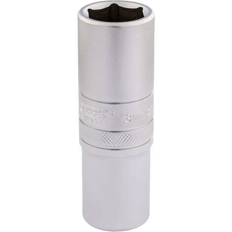 Draper 18mm Deep Socket 1/2" Drive, Micro Satin Chrome Finish, Metric Size, Part Number 16650