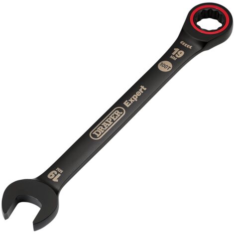 Draper 19.0MM RATCHETING SPANNER 03892 HI-TORQÂ® Metric Ratchet Combination Spanners, Black