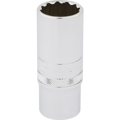 Draper 19mm Deep 12-Point Socket, 3/8" Drive, Metric Size, Polished Chrome Finish, Part Number 33036