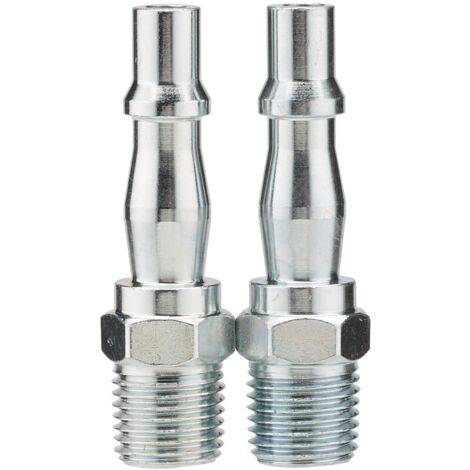 Draper 2-Pack 1/4" BSP Male Screw Adaptor - Durable Metal Fittings for Plumbing and Air Applications