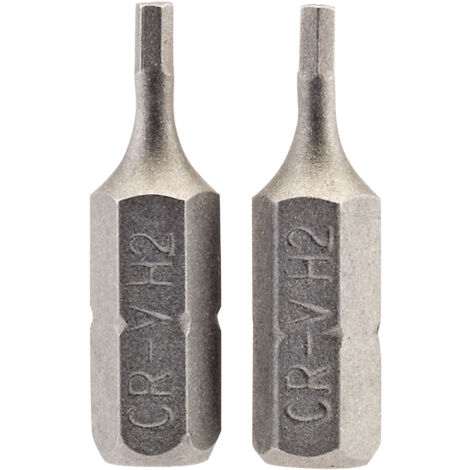 Draper 2-Piece 25mm Hex Shank Insert Bits Set (2.0mm Hex) – 1/4" Hexagonal E-Shank S/D Bits