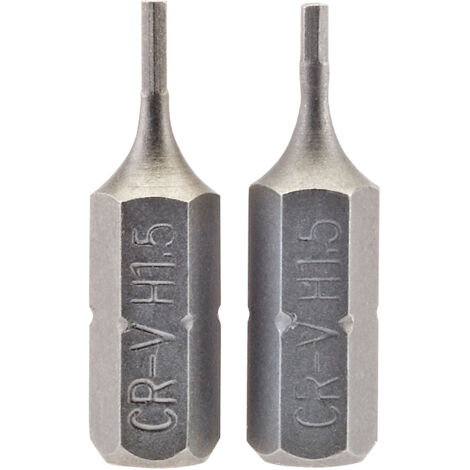 Draper 2-Piece 25mm Long 1.5mm Hex (1/4") Hexagonal Insert Bits Set