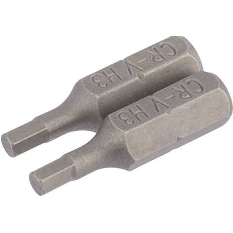 Draper 2-Piece 25mm Long 3mm Hexagonal Insert Bits with 1/4" Hex Shank