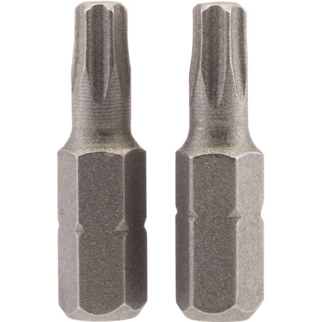 Draper 2-Piece 25mm T25 Security Torx® S/D Insert Bits Set with 1/4" Hex Shank (Model 66431)
