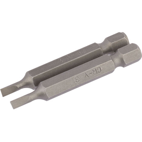 Draper 2-Piece 50mm Long 3.0mm Plain Slot E-Shank Insert Bits with 1/4" Hex Drive