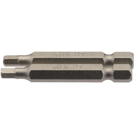 Draper 2-Piece 50mm Long 4.0mm Hexagonal Insert Bits with 1/4" Hex Shank (Model 64254)