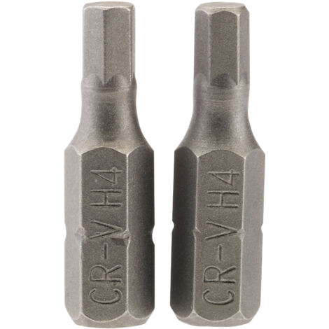 Draper 2-Piece Set of 25mm Hex Shank Insert Bits with 4.0mm Hexagonal Tip – 1/4" Drive, Model 63982