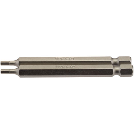Draper 2-Piece Set of 75mm Hex Shank Insert Bits with 2.5mm Hex Size – 1/4" Hexagonal E-Shank Drive