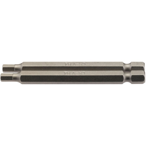 Draper 2-Piece Set of 75mm Hex Shank Insert Bits with 4.0mm Hexagonal Drive, 1/4" Hexagonal E-Shank, Model 64321
