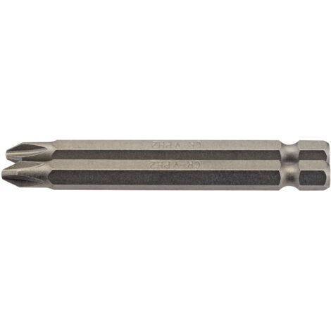 Draper 2-Piece Set of 75mm Long No.2 Cross Slot (Phillips) Insert Bits with 1/4" Hex Shank