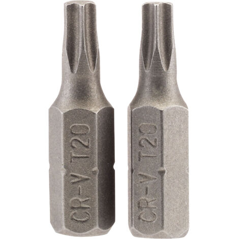 Draper 2-Piece T20 1/4" Hex Insert Bits, 25mm Long, TX-STAR® E-Shank, Model 66430